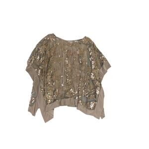R&M Richard’s Sequin Lace Mock Poncho Tank Shirt SZ 8 Whimsy Wedding Feminine